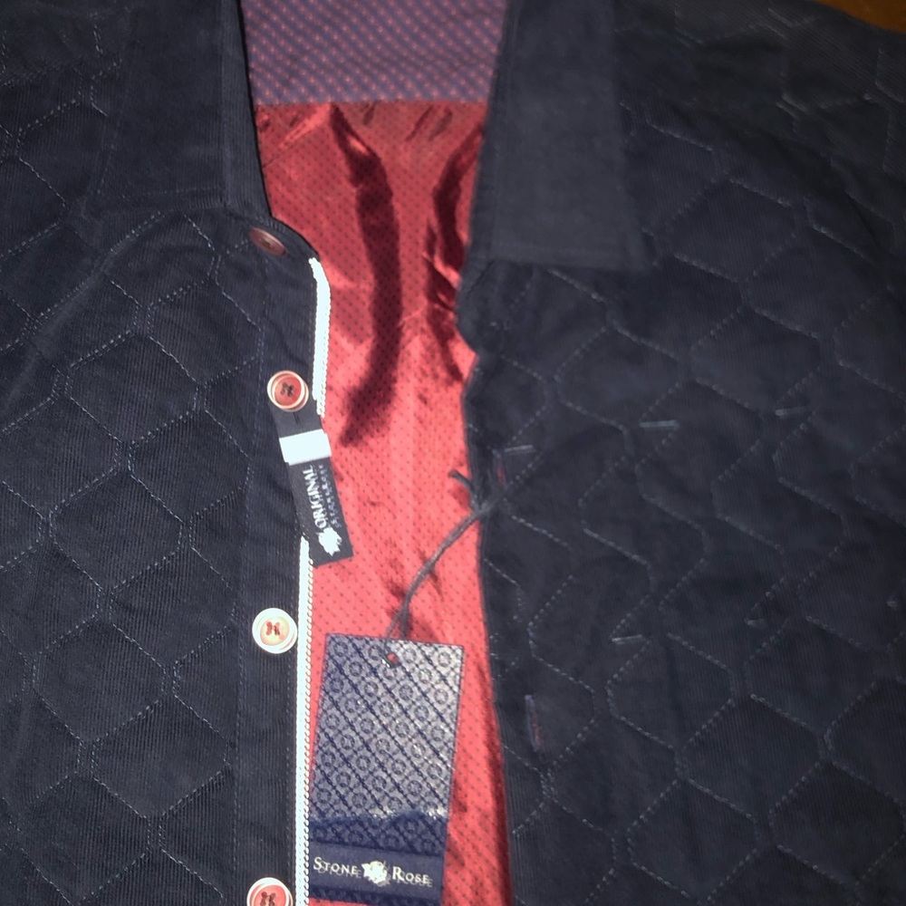 NWT XXLNavy Stone Rose Quilt Cordury Shirt Jacket